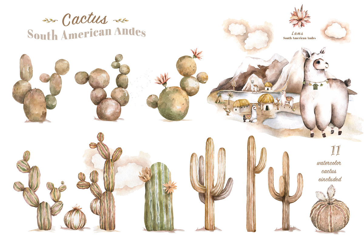 Alpaca Cute WildLife Watercolor Set, an Animal Illustration by Ann Art Houze (Photo 6 of 12)