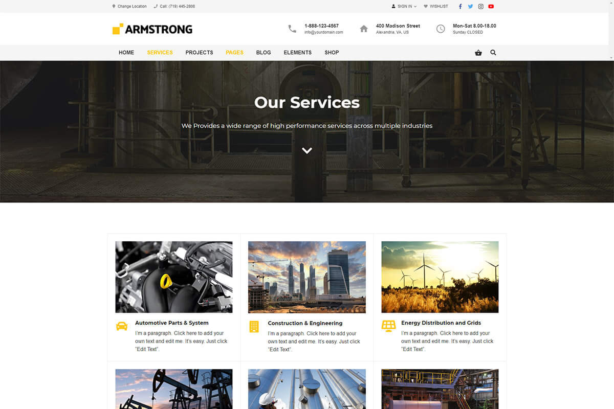 ArmStrong- Industrial & Business, a WordPress Template by Cherry Wordpress Theme (Photo 4 of 11)