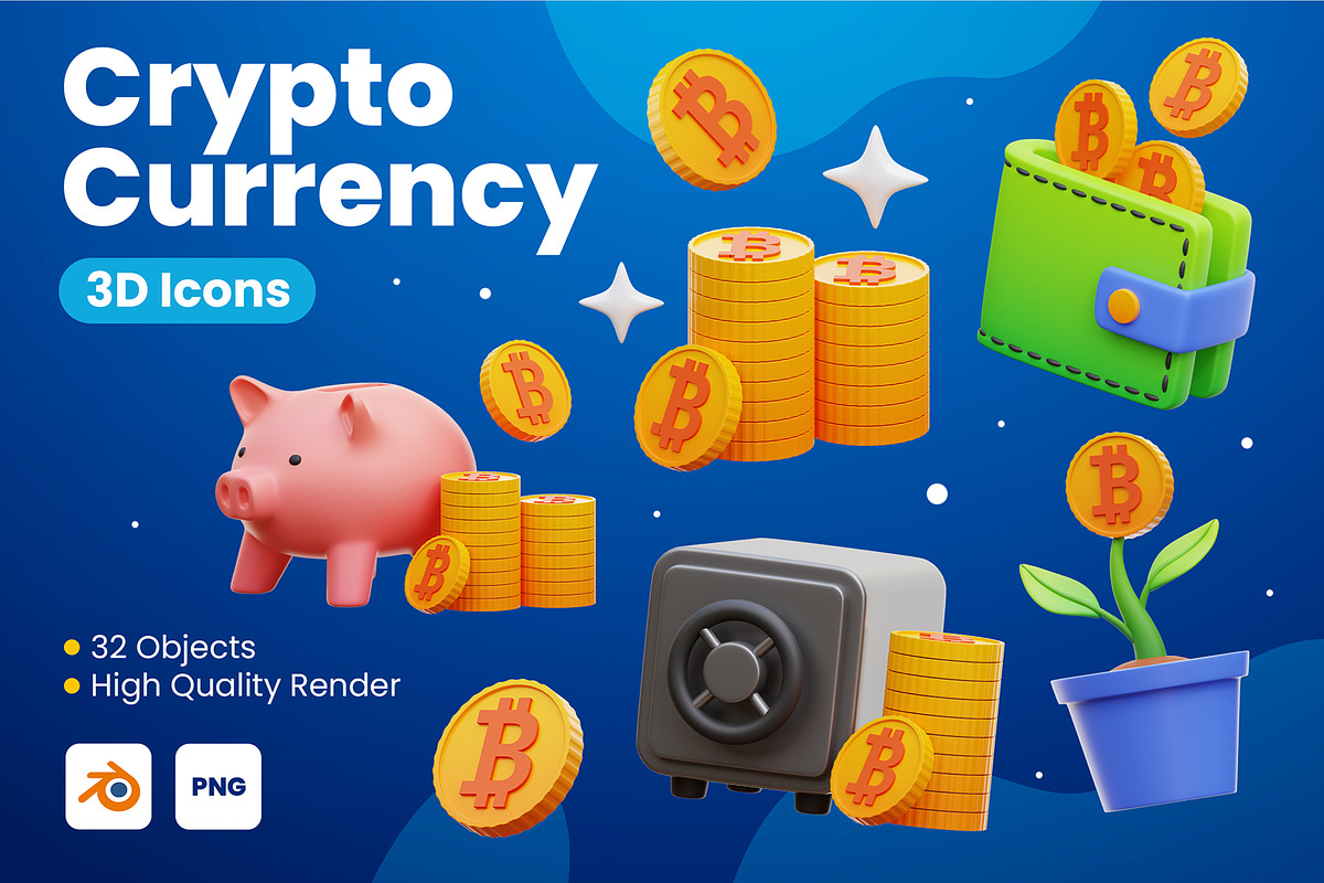 Cryptocurrency 3D Icons, an Object 3D Model by Rakata Studio (Photo 1 of 7)