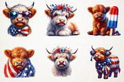 4th July Highland Cow Sublimation PN, a Seasonal Illustration by RobertsArt (Thumbnail 3 of 7)