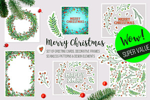 Christmas vector frames, elements