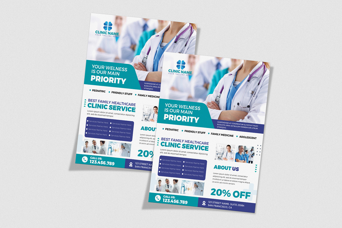 Healthcare Clinic Promotional Flyer, a Flyer Template by Designscozy (Photo 2 of 5)