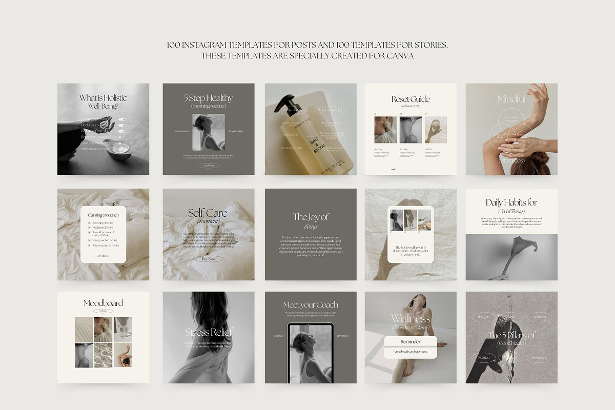 200 Wellness Instagram Templates for Canva
