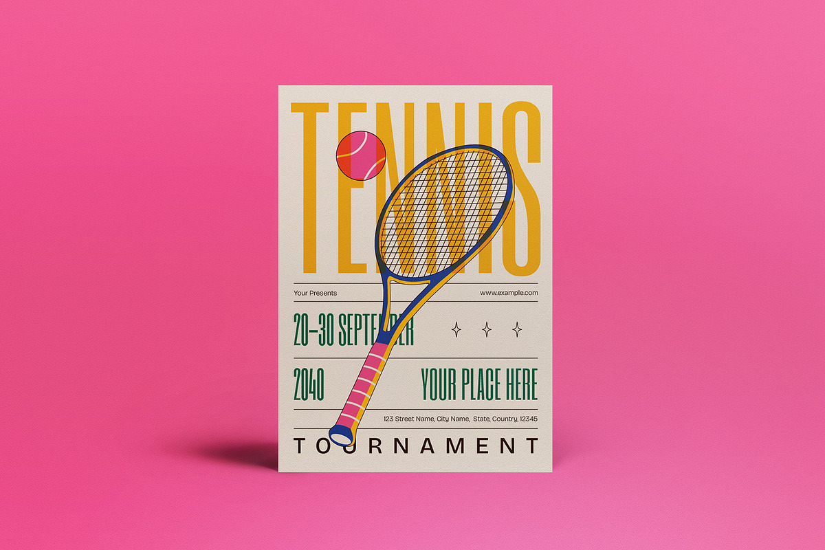 Yellow Tennis Tournament Flyer, a Flyer Template by graphicook (Photo 2 of 4)