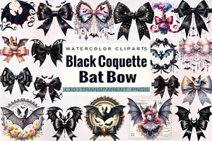 Black Coquette Bat Bow  Clipart Bund, an Illustration by SVGArt