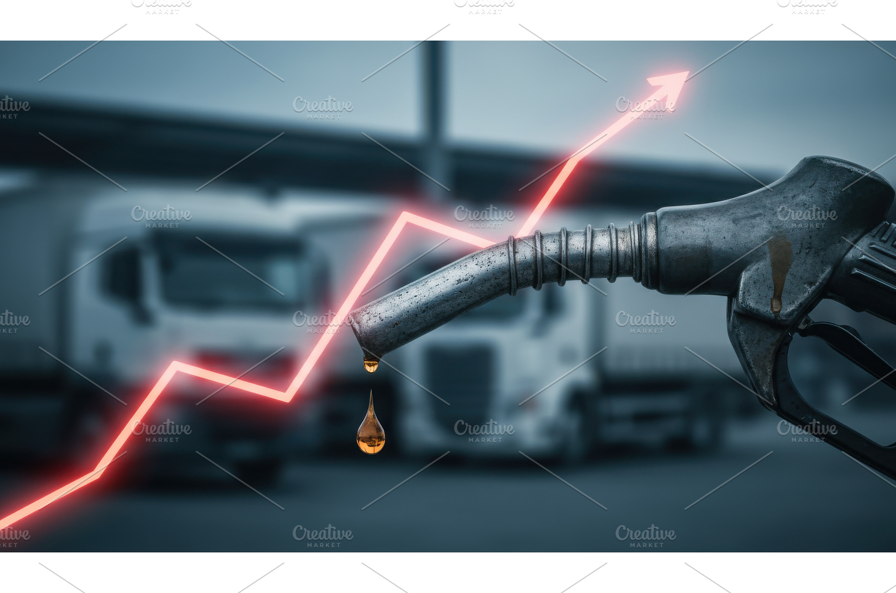 Fuel nozzle with falling oil droplet, a Transportation Photo by Igor Tichonow