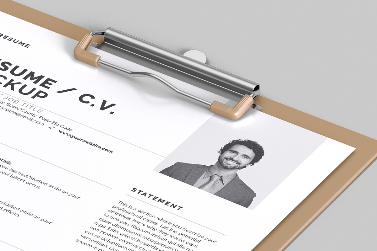 Resume - Curriculum Vitae Mockup, an Advertising Mockup by Illusiongraphic (Photo 15 of 22)