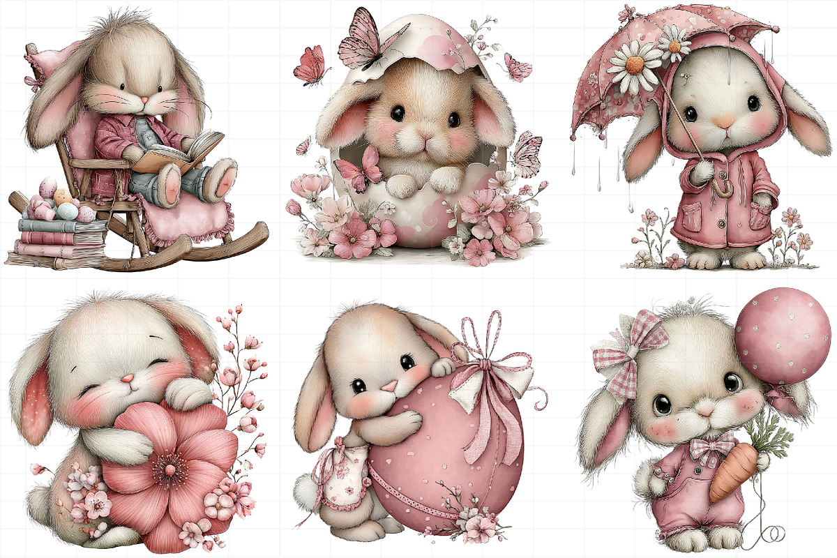 Whimsical Easter Bunny Clipart, an Illustration by Daily.Designs (Photo 3 of 8)