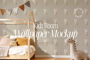 Toddler Room Wallpaper Mural Mockup, a Mockup by First Impression Mockups