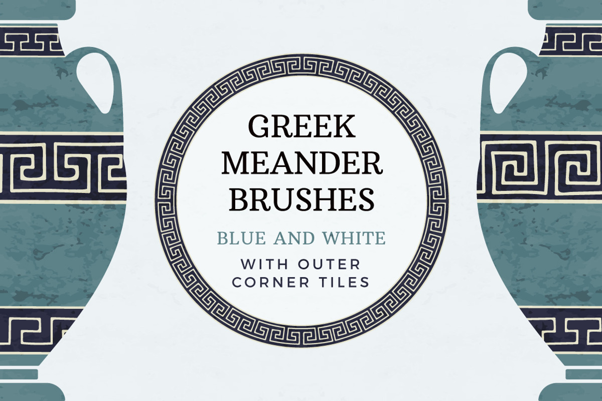 Blue and white greek meander brushes, a Brush Add-On by ekmelica (Photo 1 of 5)