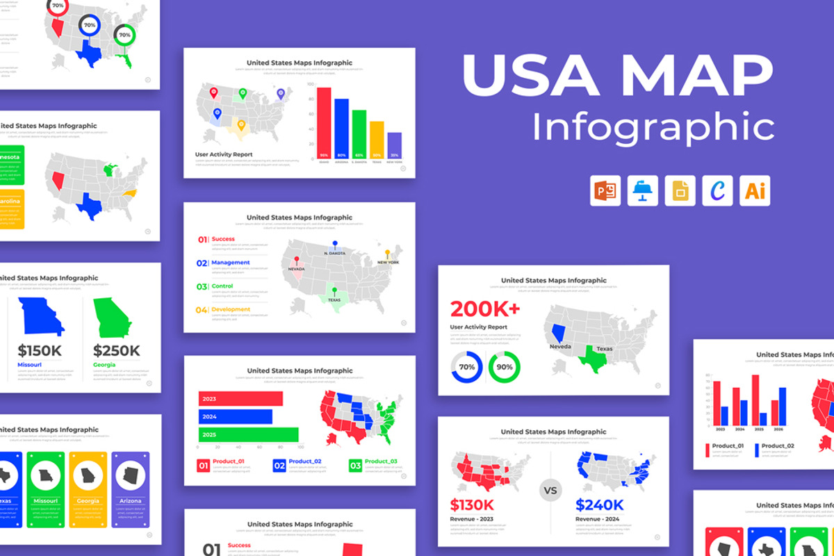 USA Maps Infographic Template, a Presentation Template by Mighty-Slide (Photo 1 of 7)
