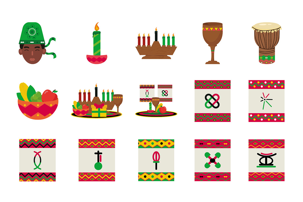 Kwanzaa Celebration Icons Set, a Templates & Theme by studiogstock (Photo 1 of 3)