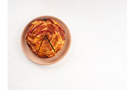 Vegan nectarine peach cake on white