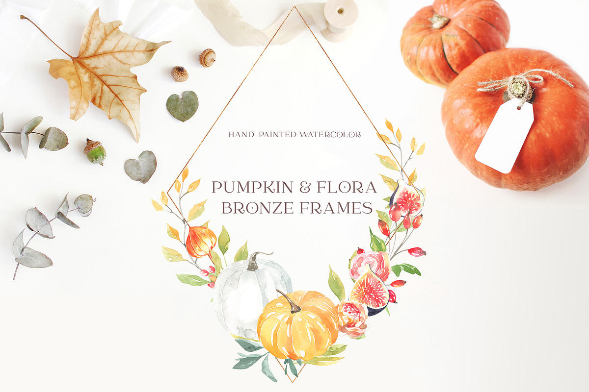 Watercolor Pumpkin Autumn Clipart, a Decorative Illustration by Catherine Wheel (Photo 6 of 12)