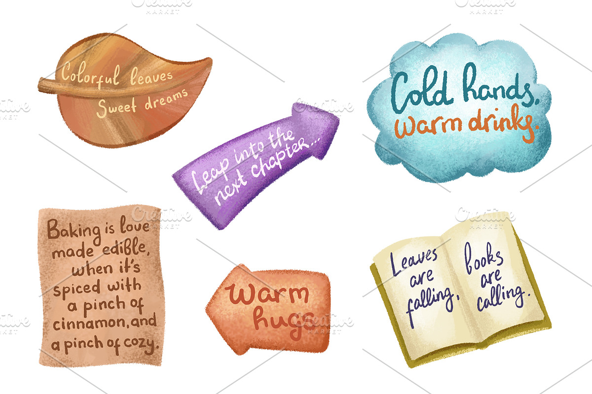 Cozy Autumn Fall Sticker Set., an Object Illustration by RabbitAndPencil (Photo 3 of 8)