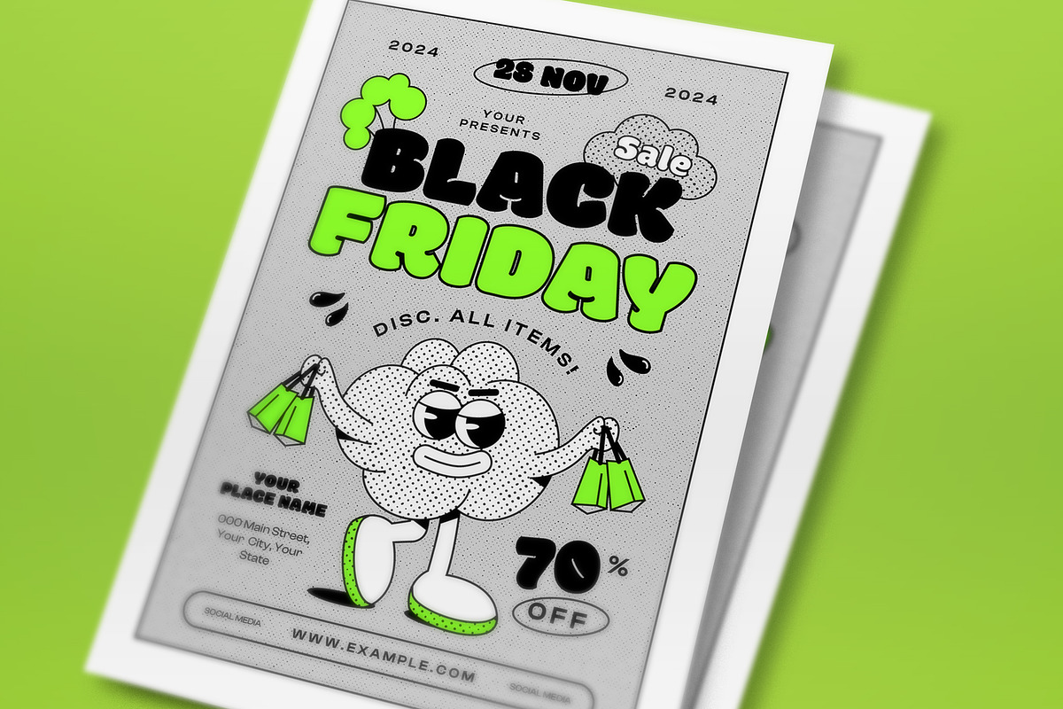 Neon Pop Art Black Friday Flyer Set, a Flyer Template by graphicook (Photo 2 of 3)