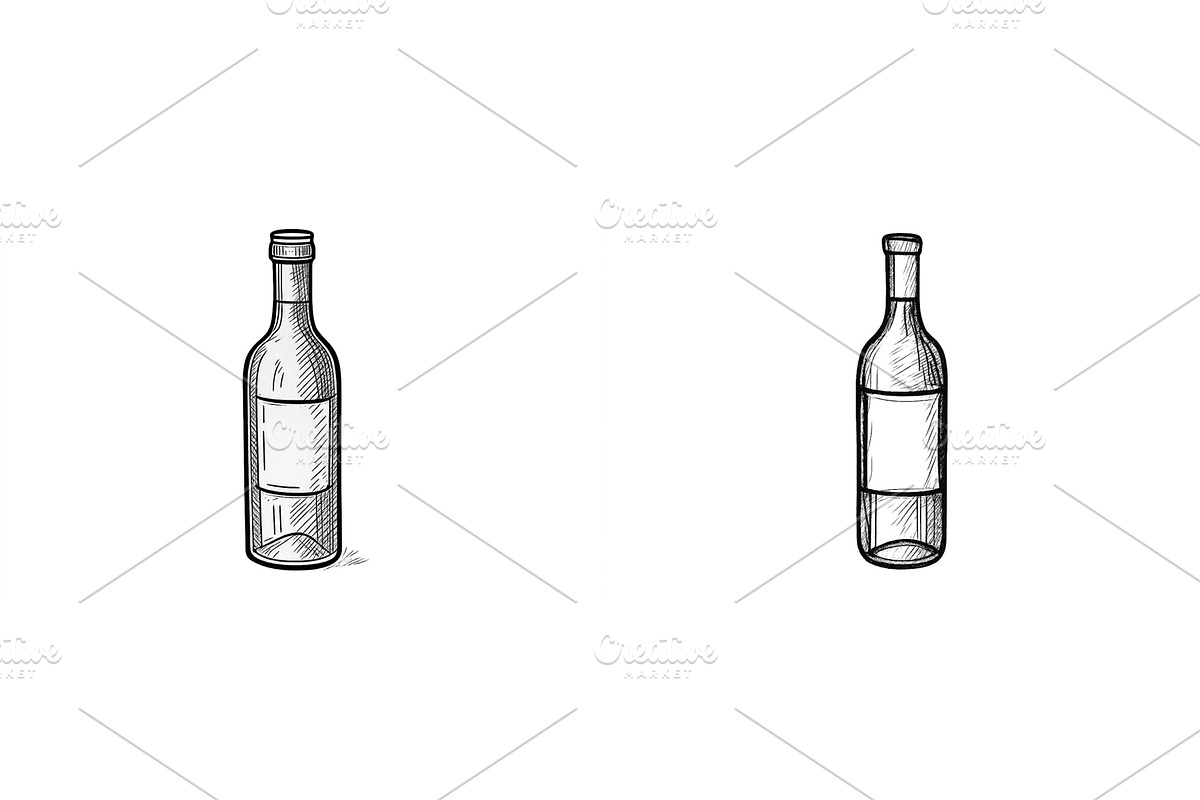 Empty glass bottles sketched to, an Illustration by ZinetroN