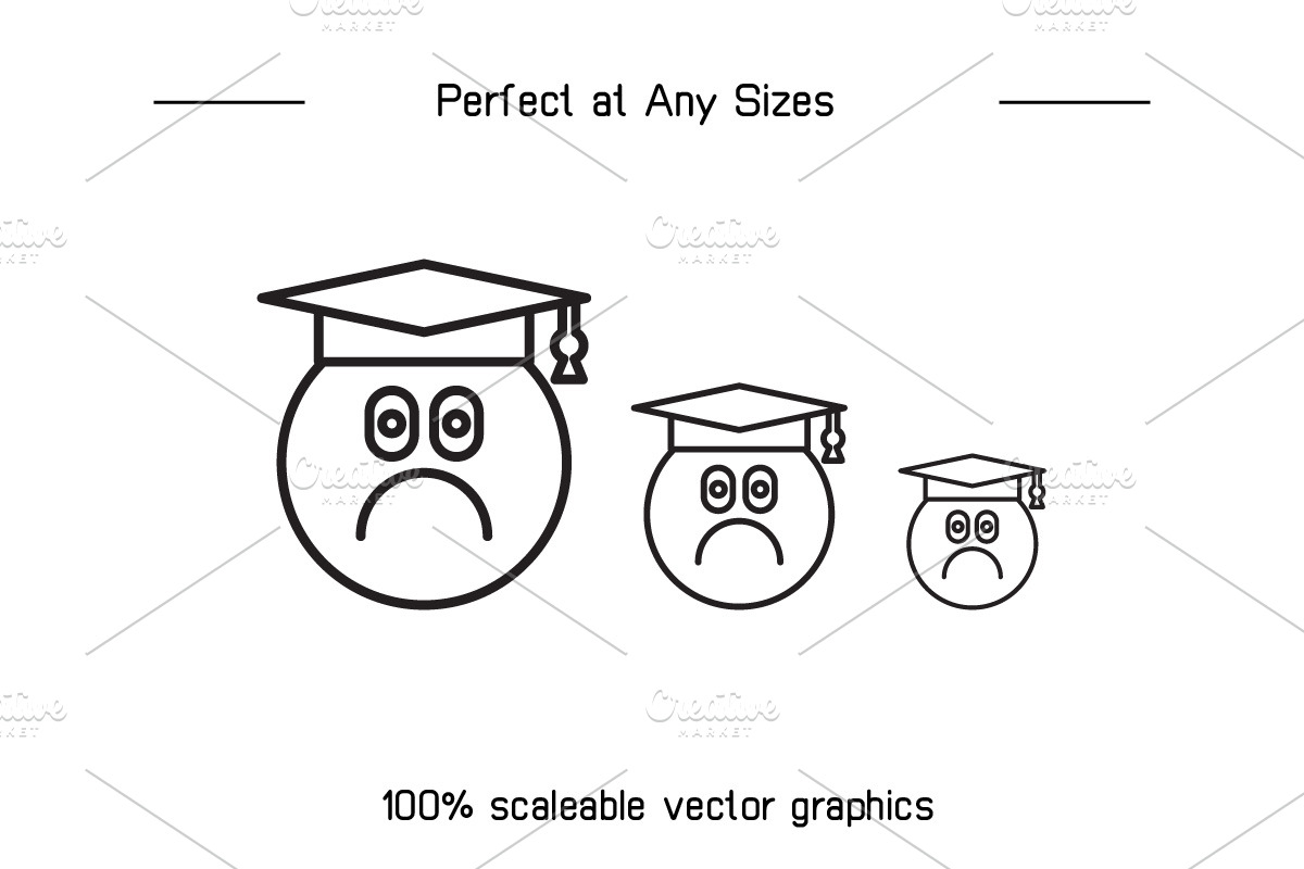 Bored and Moody Student Emoticon Set, an Outline Icon by Designfour (Photo 7 of 7)