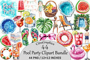 Pool Party Clipart, an Illustration by CitraGraphics (Thumbnail 1 of 5)