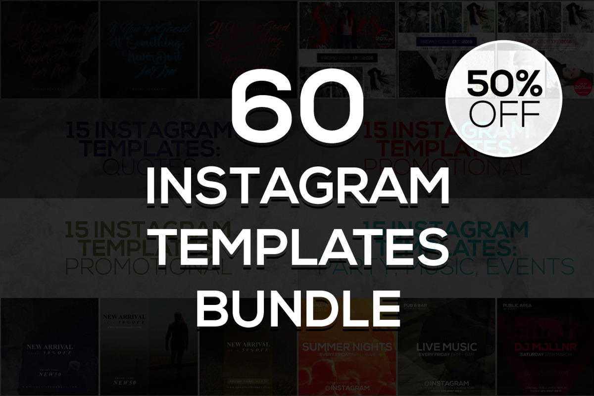 60 Instagram Templates Bundle #2, a Social Media Template by RussGFX