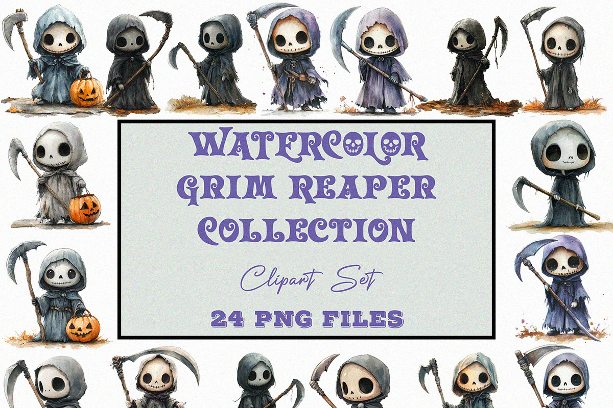 Watercolor Grim Reaper Collection, an Object Graphic by DesignBTF (Photo 1 of 5)