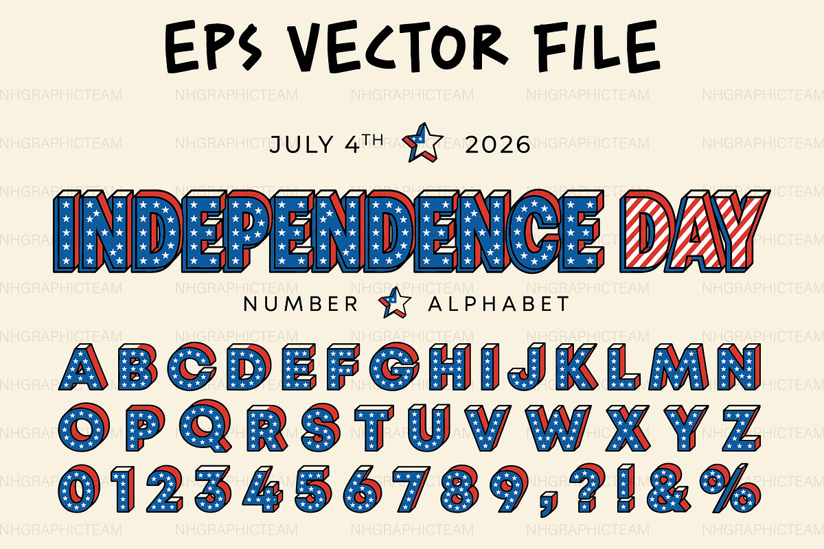Patriotic 3D Alphabet Letters, an Object Graphic by NH graphic (Photo 1 of 3)