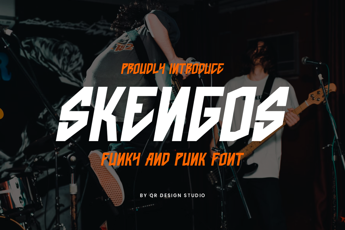 Skengos - Funky & Punk Font, a Sans Serif Font by QR Design Studio (Photo 1 of 6)