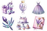 Lavender Princess Birthday Clipart, an Illustration by Daily.Designs (Thumbnail 3 of 3)