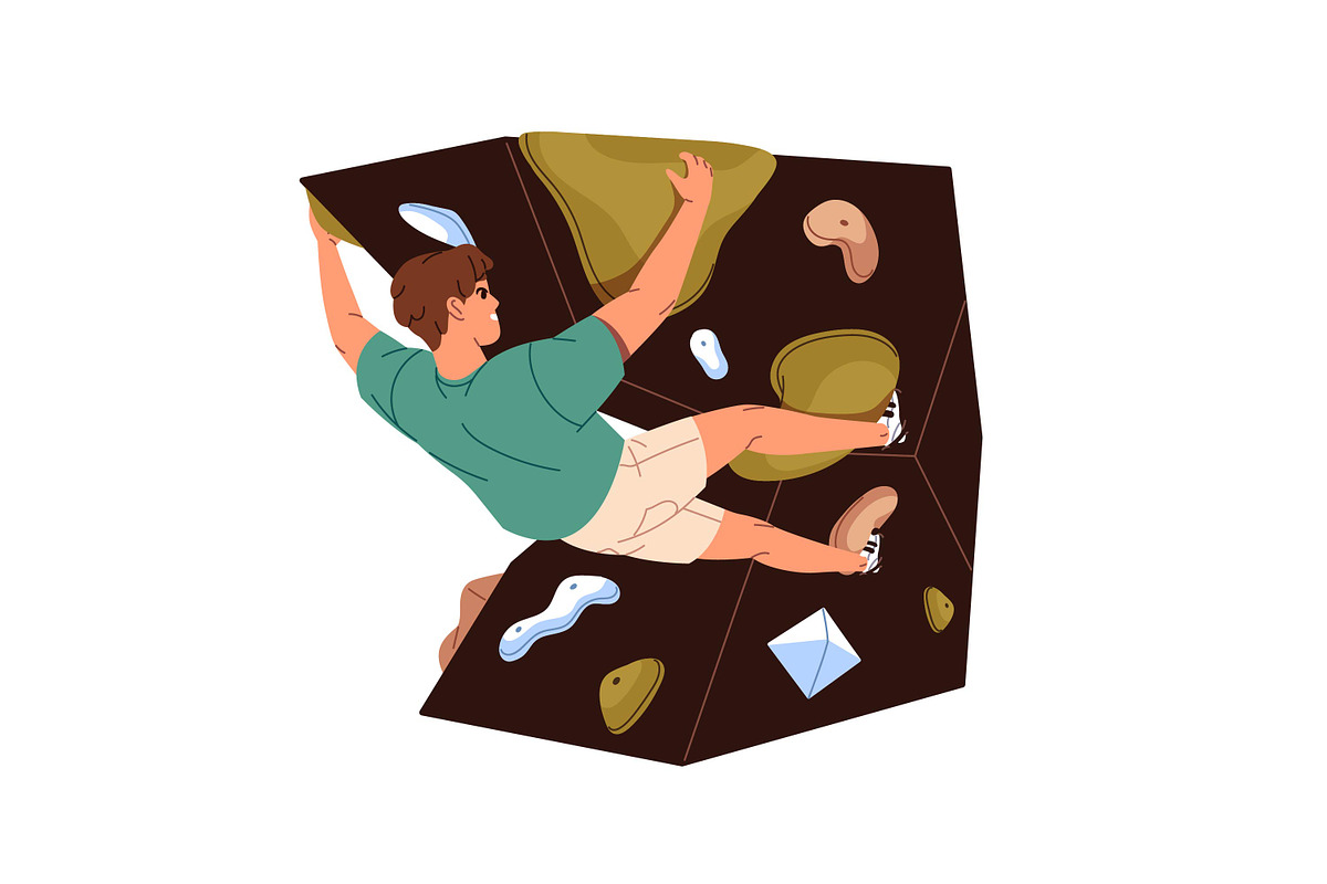 People rock climbing, bouldering set, a Sport Illustration by PaperTrident (Photo 3 of 9)