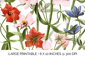 Flowers Watercolor Clipart Vintage