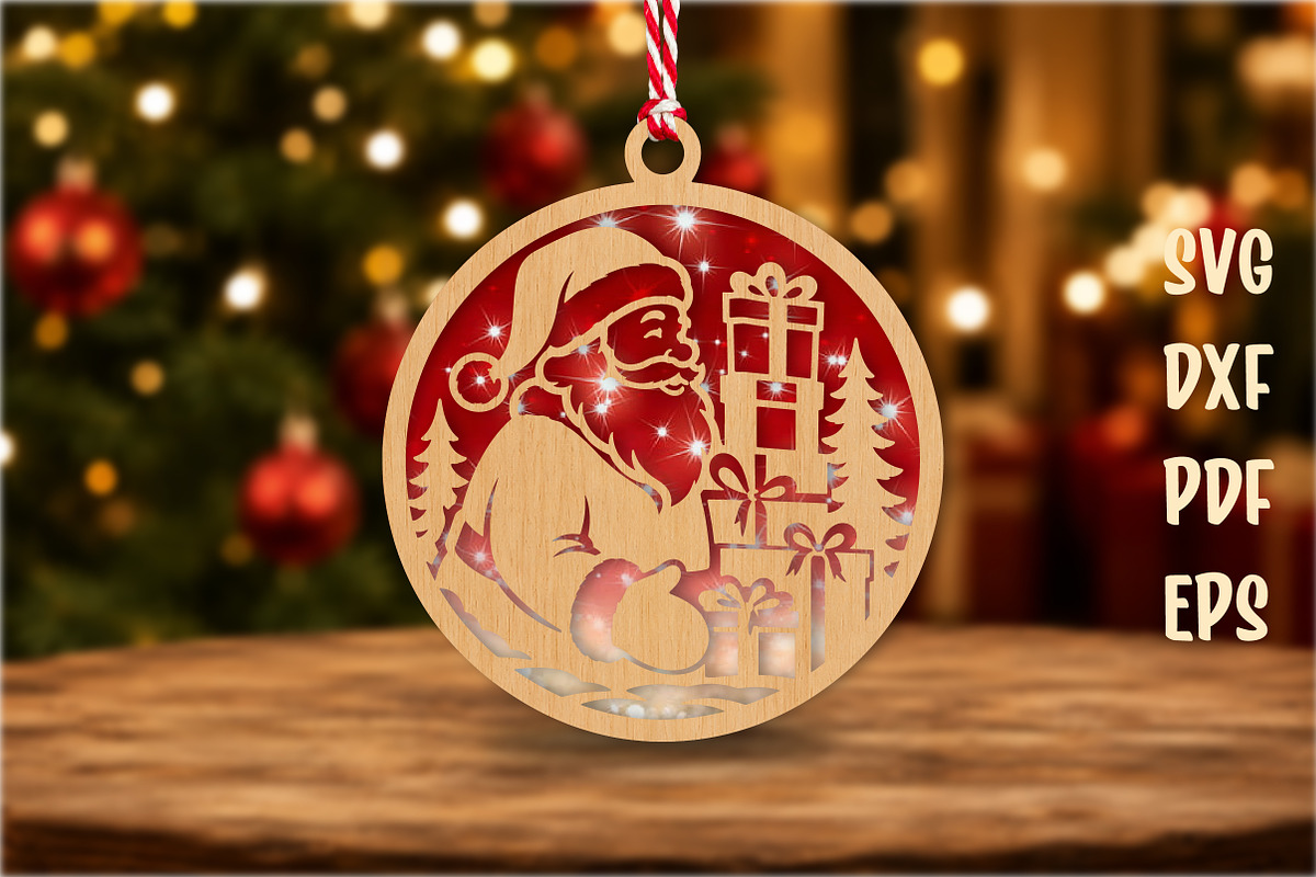 Santa with Gifts Ornament SVG, an Object Graphic by Craft Nest (Photo 2 of 3)