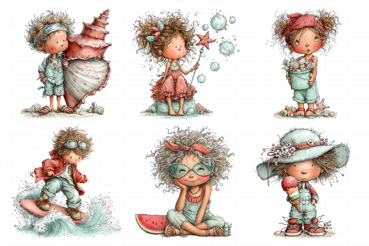 Whimsical Summer Beach Kids Clipart, an Illustration by Daily.Designs (Photo 6 of 7)