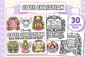 Christian Bold & Easy Coloring Book, a Decorative Illustration by HueNestify