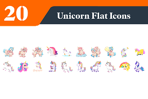 Unicorn Flat Icons Bundle, a Duotone Icon by EllaMaiyaali