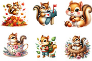Watercolor Cute Chipmunks Clipart, an Illustration by DreamArtGraphic (Thumbnail 2 of 5)