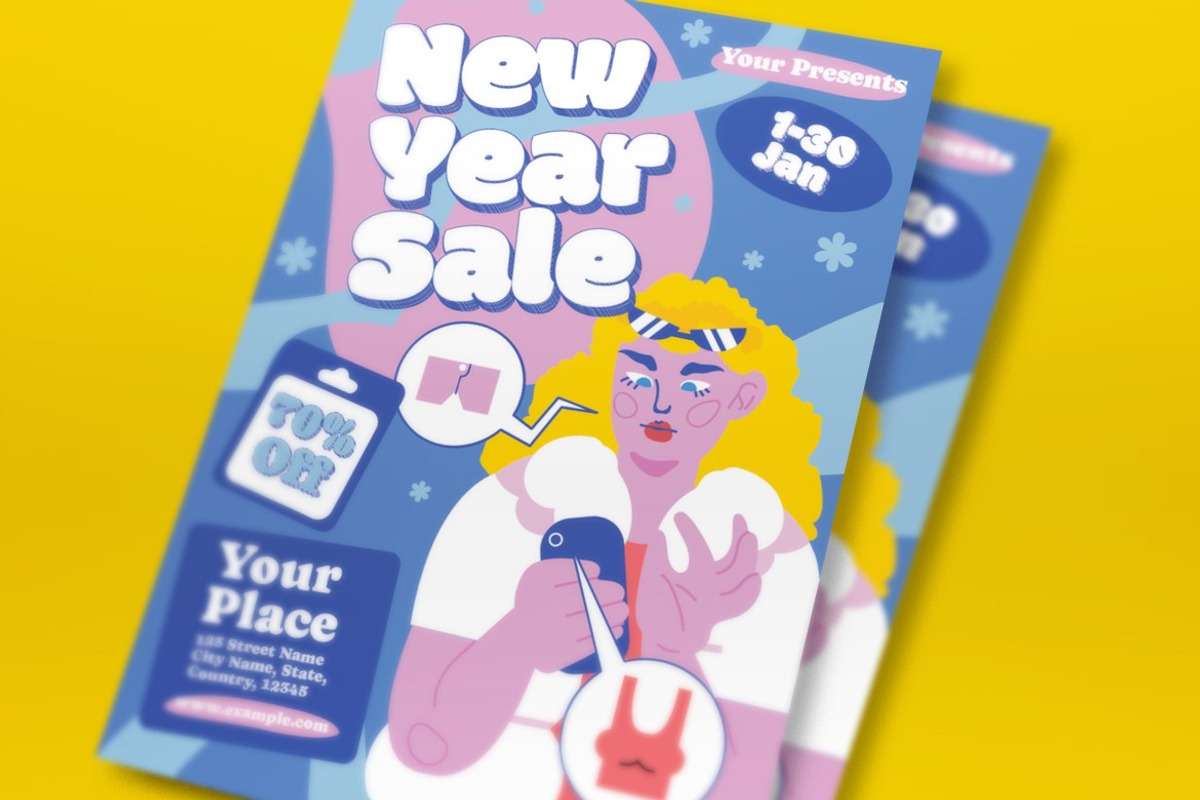 Pink New Year Sale Flyer Set, a Flyer Template by graphicook (Photo 2 of 3)