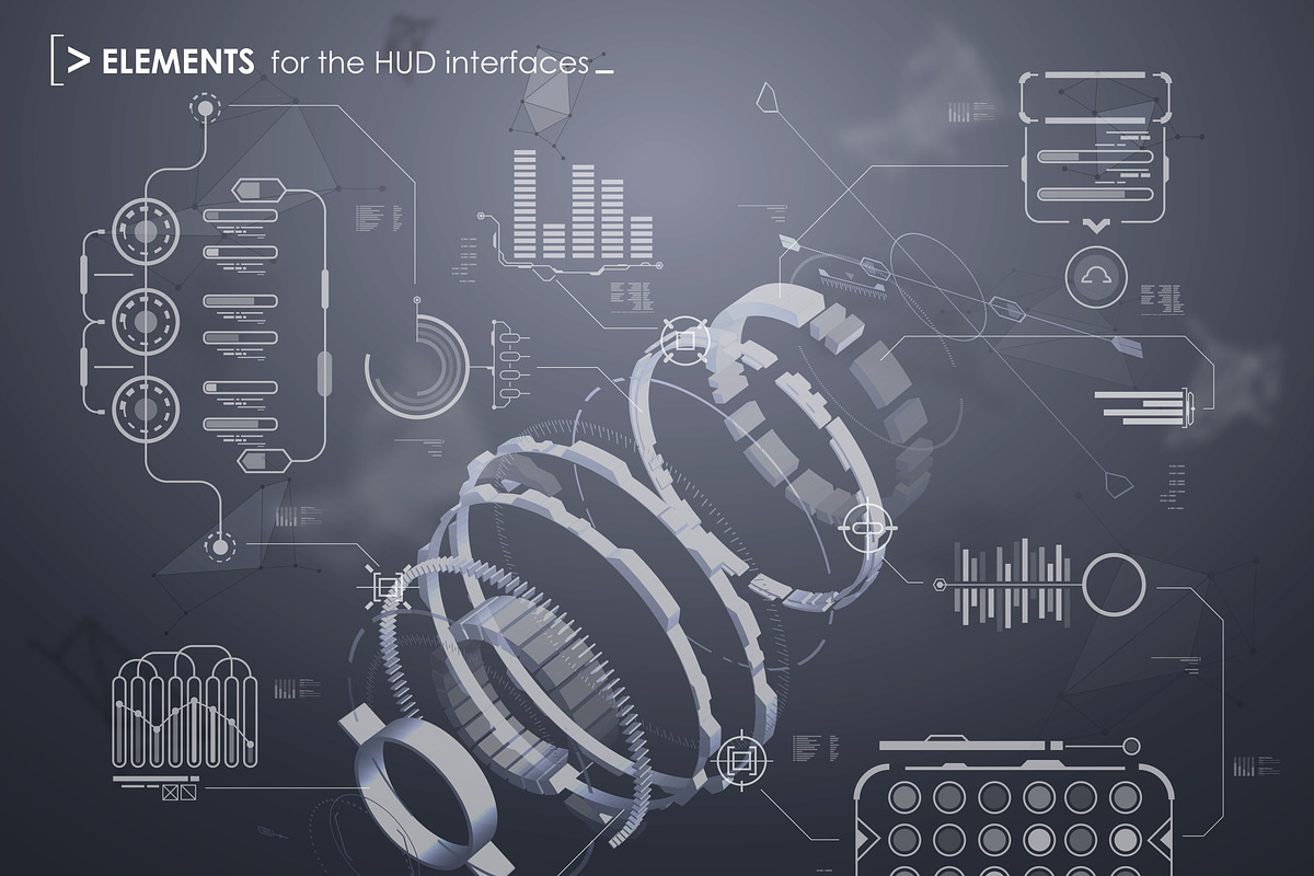 Set of HUD user interface elements, an Illustration by Andrew_Derr