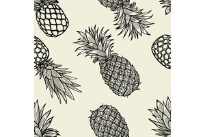 pineapples hand drawn sketch.
