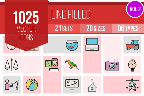 1025 Line Filled Icons (V2)