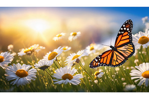 A monarch butterfly flying over a, a Nature Photo by Igor Tichonow
