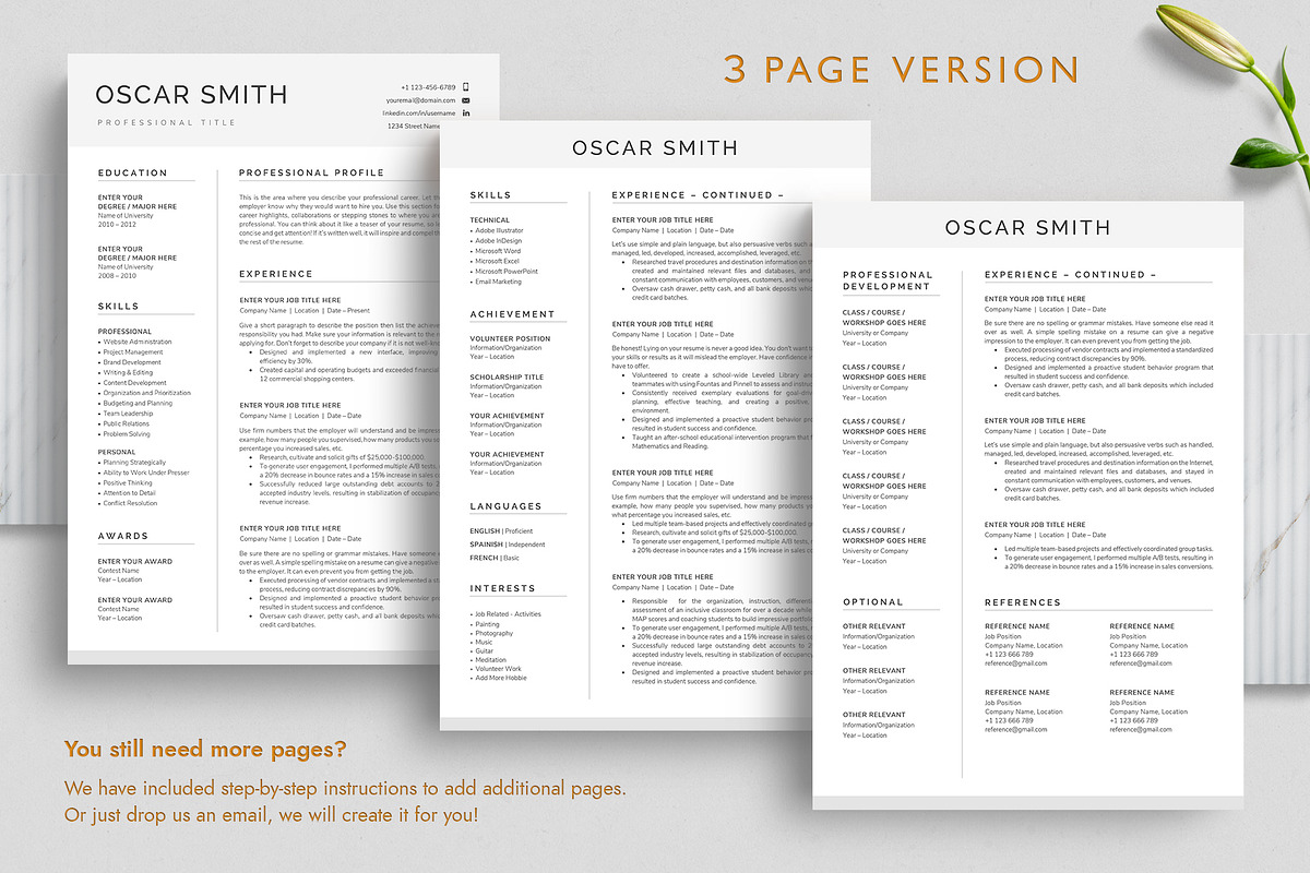 Modern Resume/CV Template - OSCAR, a Resume Template by TheStandOutResume (Photo 4 of 10)