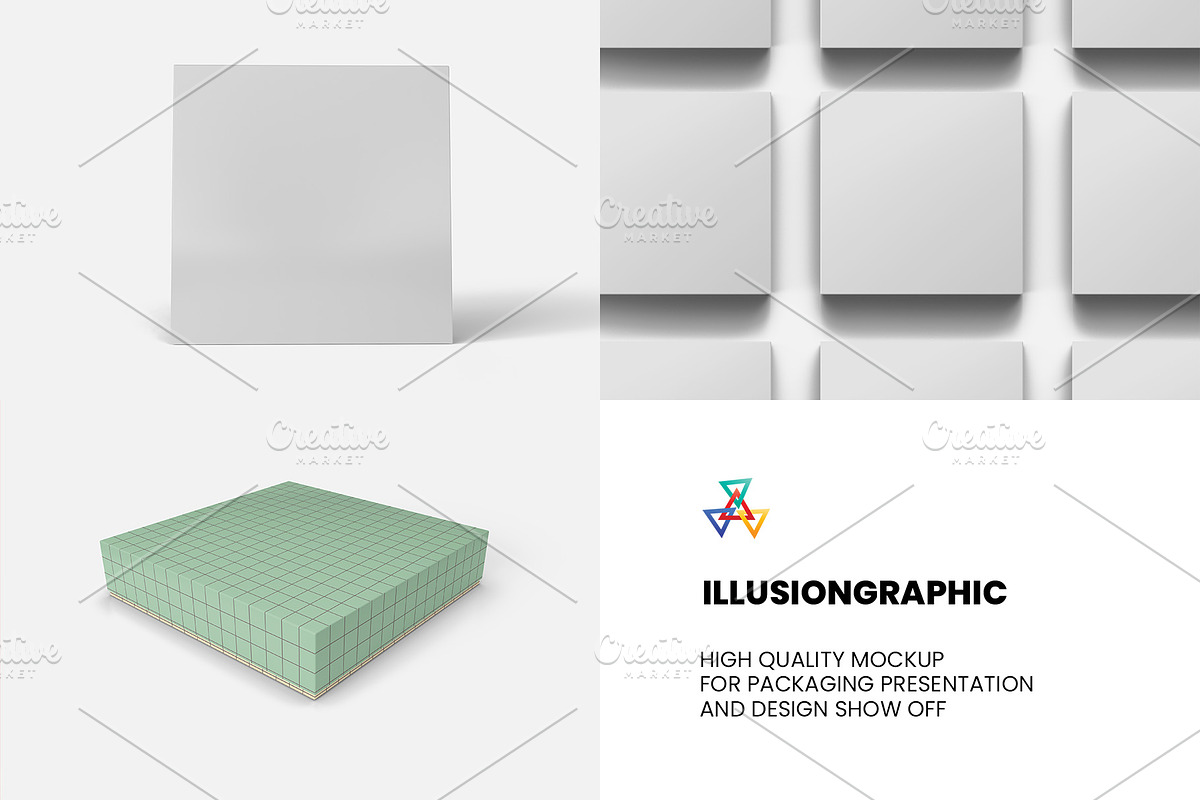 Square Box with Lid Mockups 10 Views, a Packaging Mockup by Illusiongraphic (Photo 21 of 21)