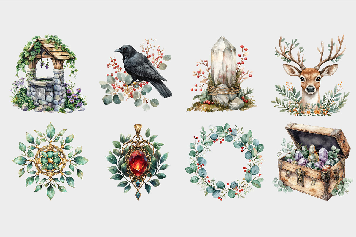 Watercolor Celtic Witch Clipart, a Seasonal Illustration by Design Market (Photo 5 of 5)
