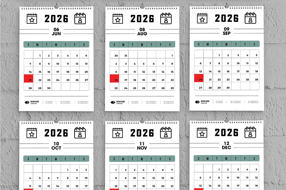 Modern Minimal Calendar Design 2026, a Stationery Template by MightyDesign (Photo 4 of 8)