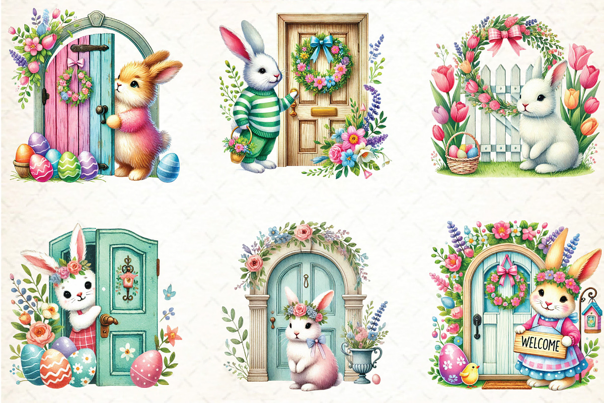 Easter Bunny Sublimation Clipart, an Illustration by DreamCafeArt (Photo 3 of 5)