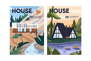 Modern house architecture poster set, an Object Illustration by PaperTrident (Thumbnail 2 of 3)