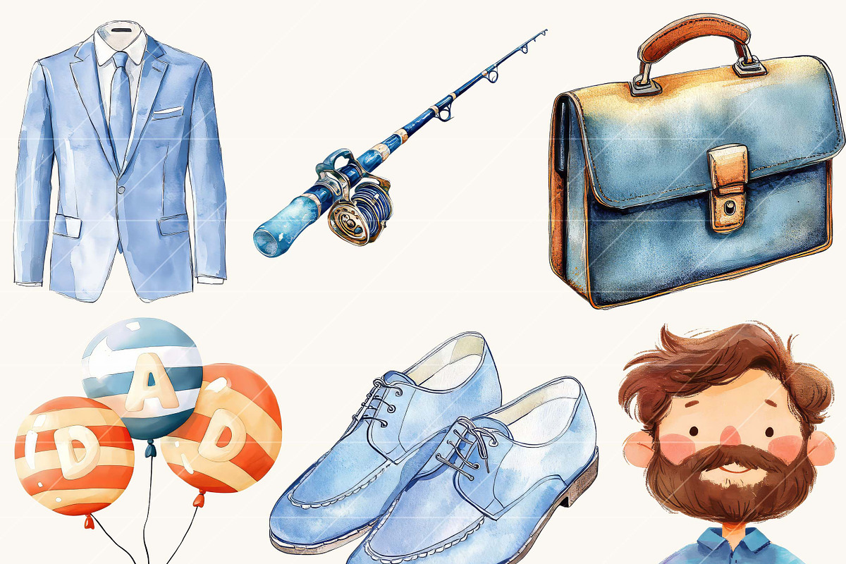 Cute Father's Day Clipart Bundle, a Person Illustration by SparkyDesignsUS (Photo 4 of 9)