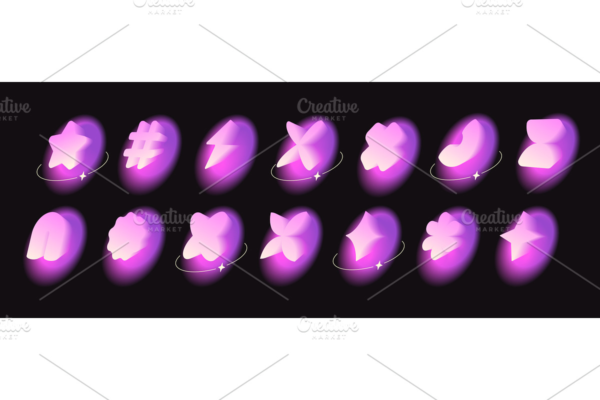 Glowing pink gradient shapes with, an Object Illustration by art PVP - market