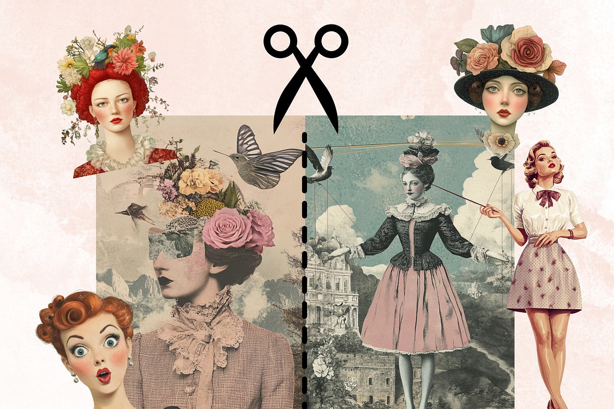 Whimsy Women's Day Collage Elements