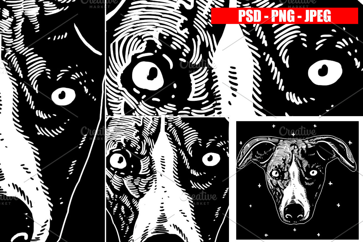Dogs Collection Black and White Art, an Animal Illustration by Design by sebrodbrick (Photo 2 of 22)
